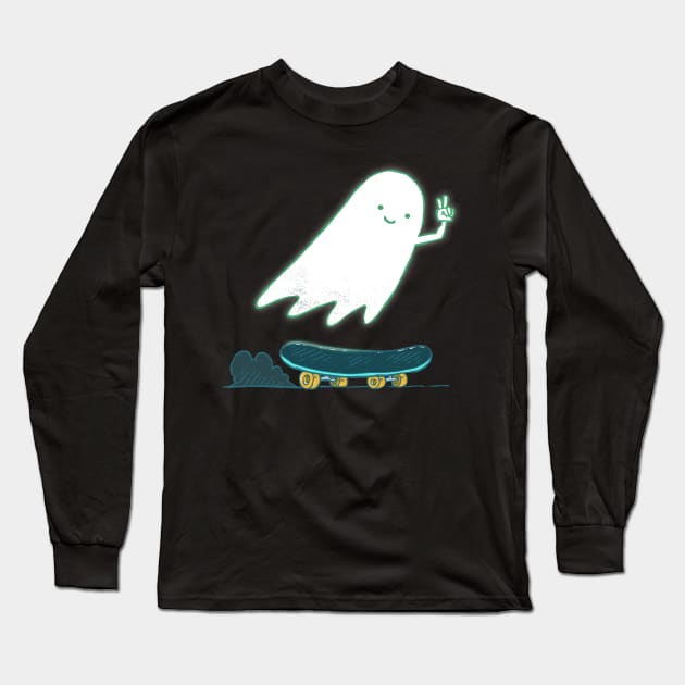 Skater Ghost Long Sleeve T-Shirt by nickv47